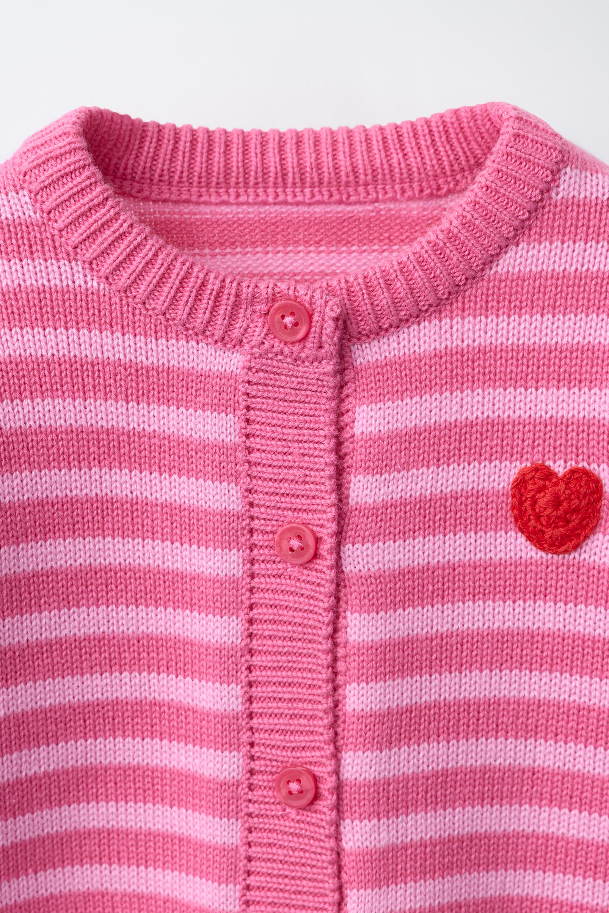 GILET EN MAILLE RAYURES CŒUR